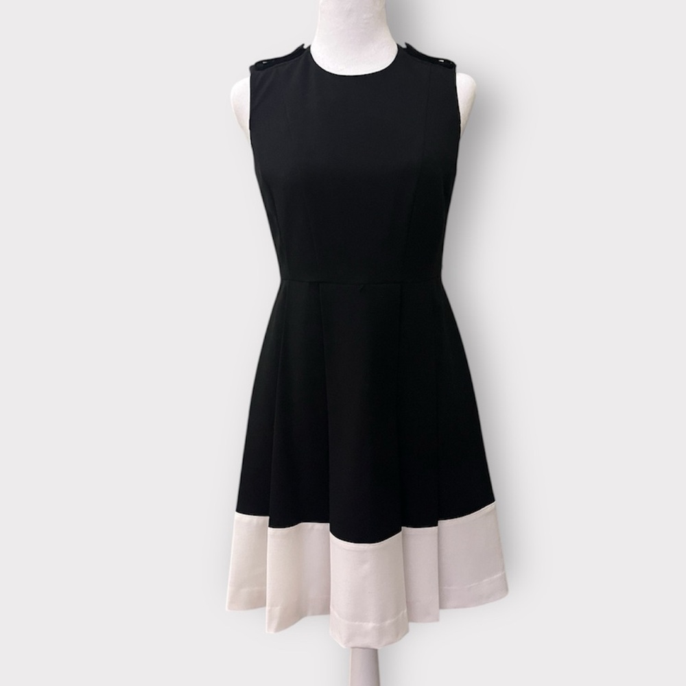 Calvin Klein Black and White Pleated Dress